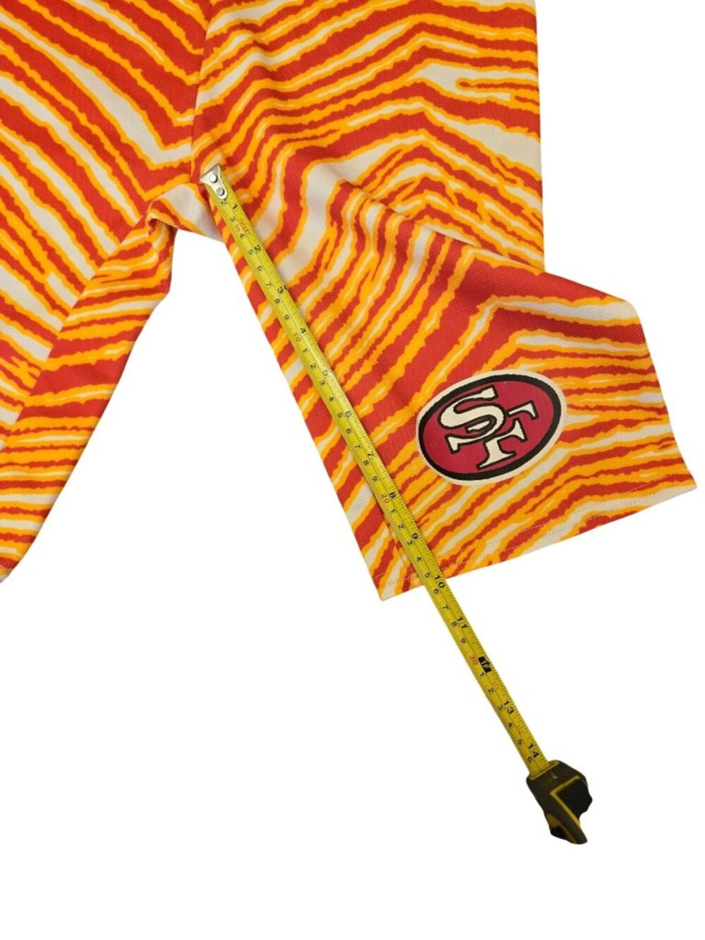 Vintage Zubaz Bike Athletic Shorts Medium Red Gold Striped San Francisco 49ers - Picture 8 of 9